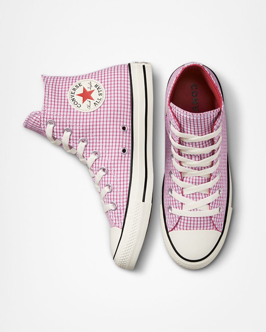 Dámské Boty Vysoké Converse Chuck Taylor All Star Checkered Fialové | CZ QHLE12